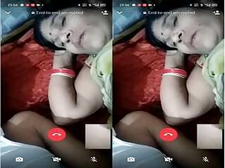 Husband presses wife with big tits on video call